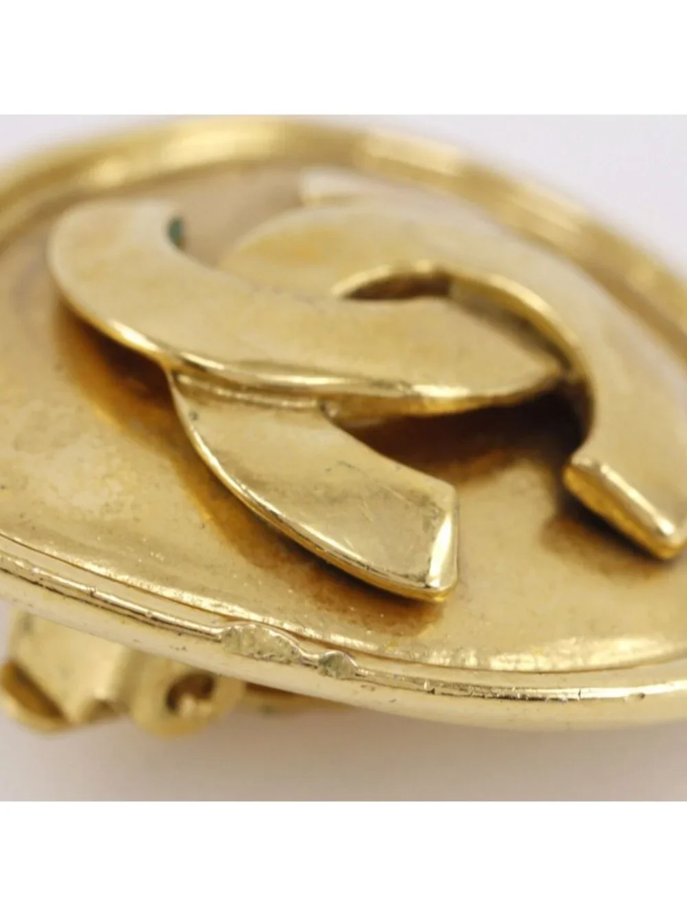 Chanel CC Logo Vintage Gold Plated Earrings